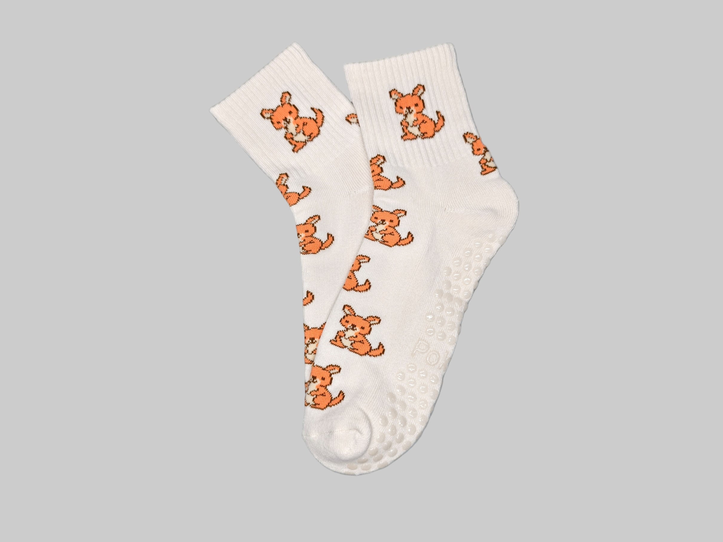 Off-White Grip Socks with Kangaroo Pattern