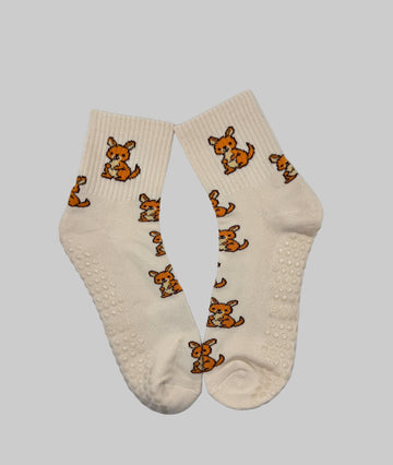 Off-White Grip Socks with Kangaroo Pattern