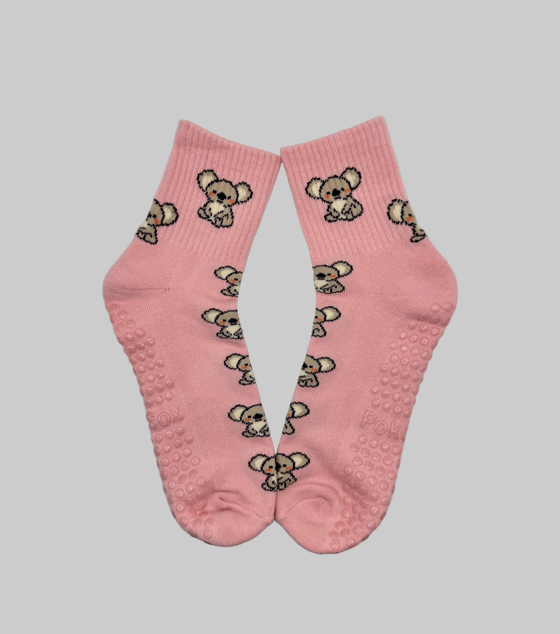 Pink Grip Socks with Koala Pattern