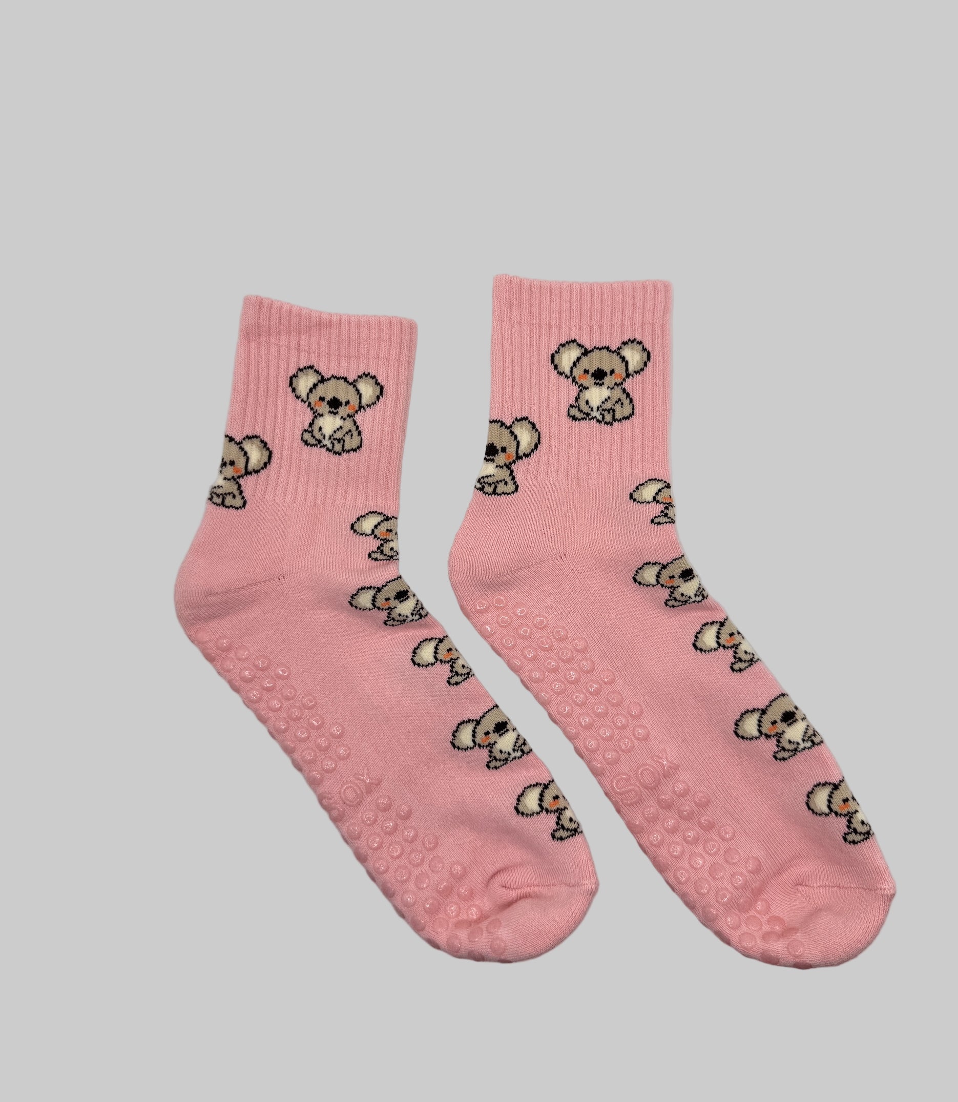 Pink Grip Socks with Koala Pattern