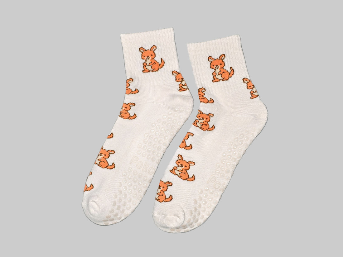 Off-White Grip Socks with Kangaroo Pattern