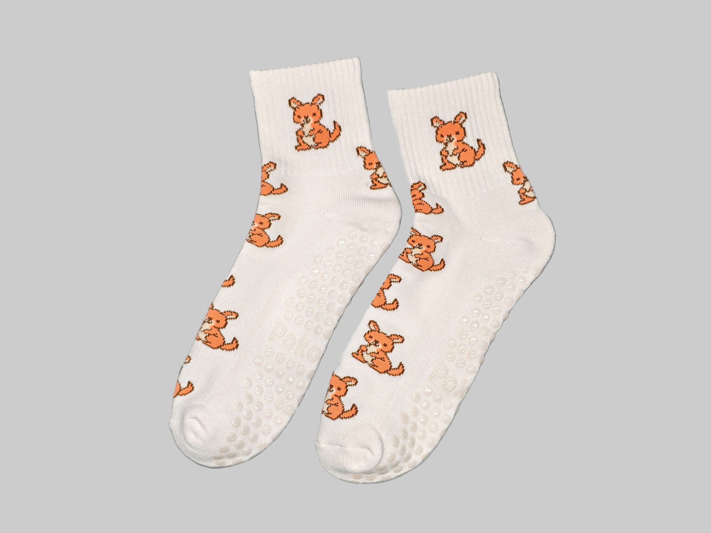 Off-White Grip Socks with Kangaroo Pattern