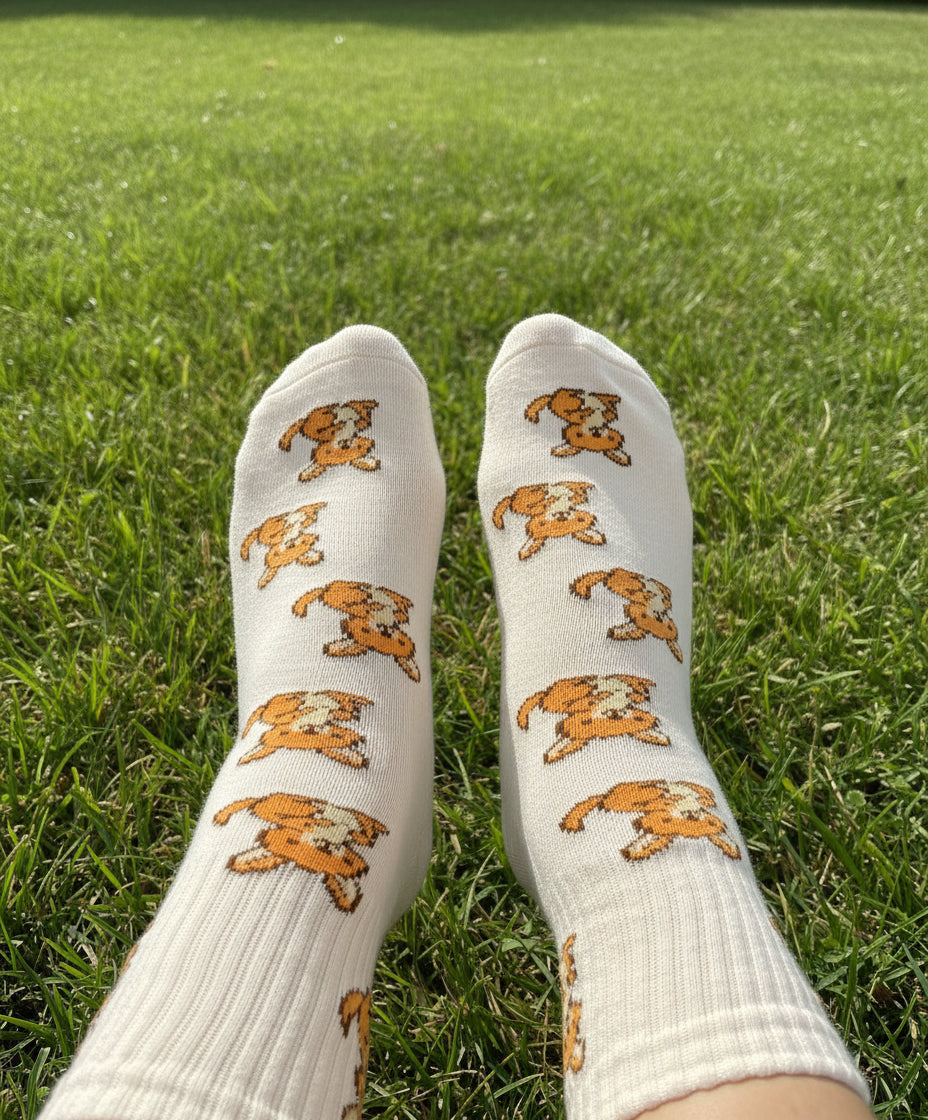 Off-White Grip Socks with Kangaroo Pattern