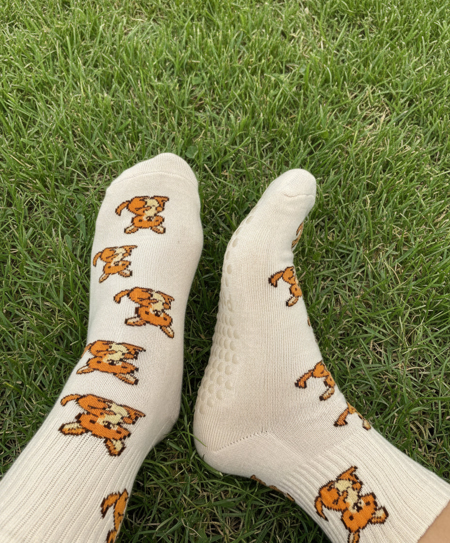 Off-White Grip Socks with Kangaroo Pattern
