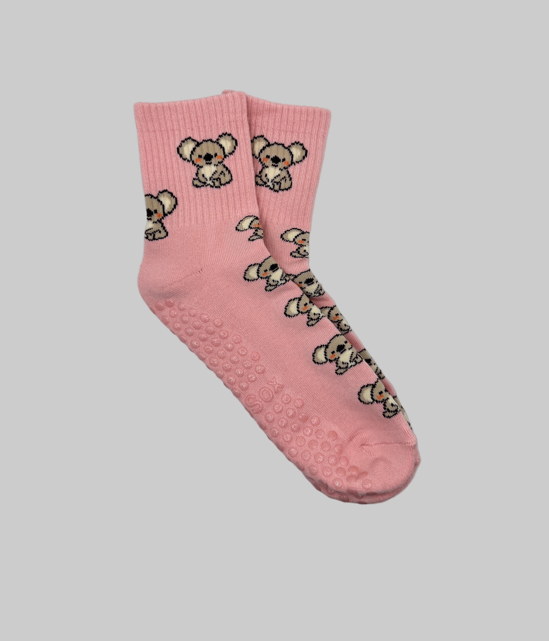 Pink Grip Socks with Koala Pattern